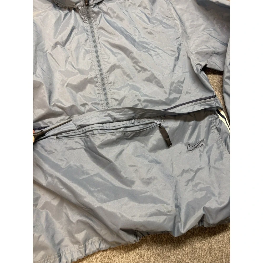 VTG Nike‎ Windbreaker Jacket Hoodie Men's XL Swoosh 1/2 Zip Vented Striped